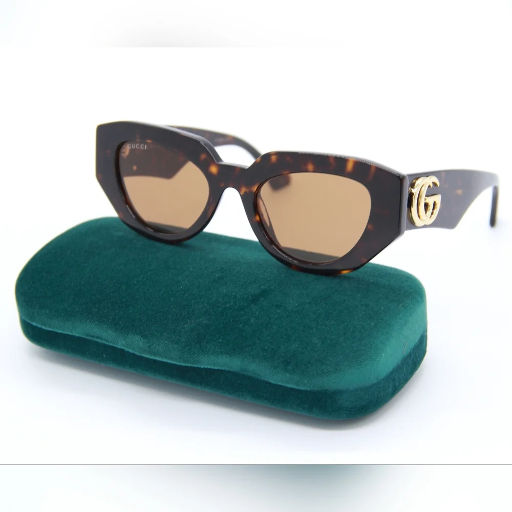 NEW GUCCI SUNGLASSES GG1421S 002 HAVANA WOMEN EYEWEAR